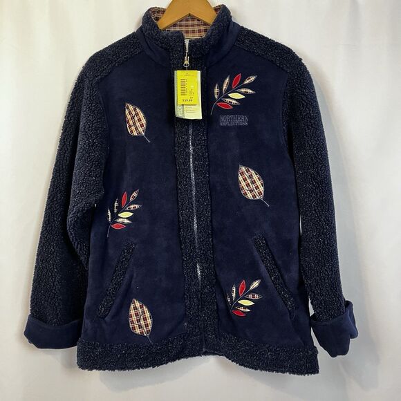 VTG NWT Northern Reflections Cabincore Sherpa Fleece Coat Size M Embroidered - Picture 2 of 15